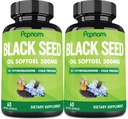 Premium Black Seed Oil Softgel Capsules - 2 Packs 60 Cuentas 500mg - 4 Month Supply for Immunity, Circulation, Digestive, Skin, Hair & Body Management