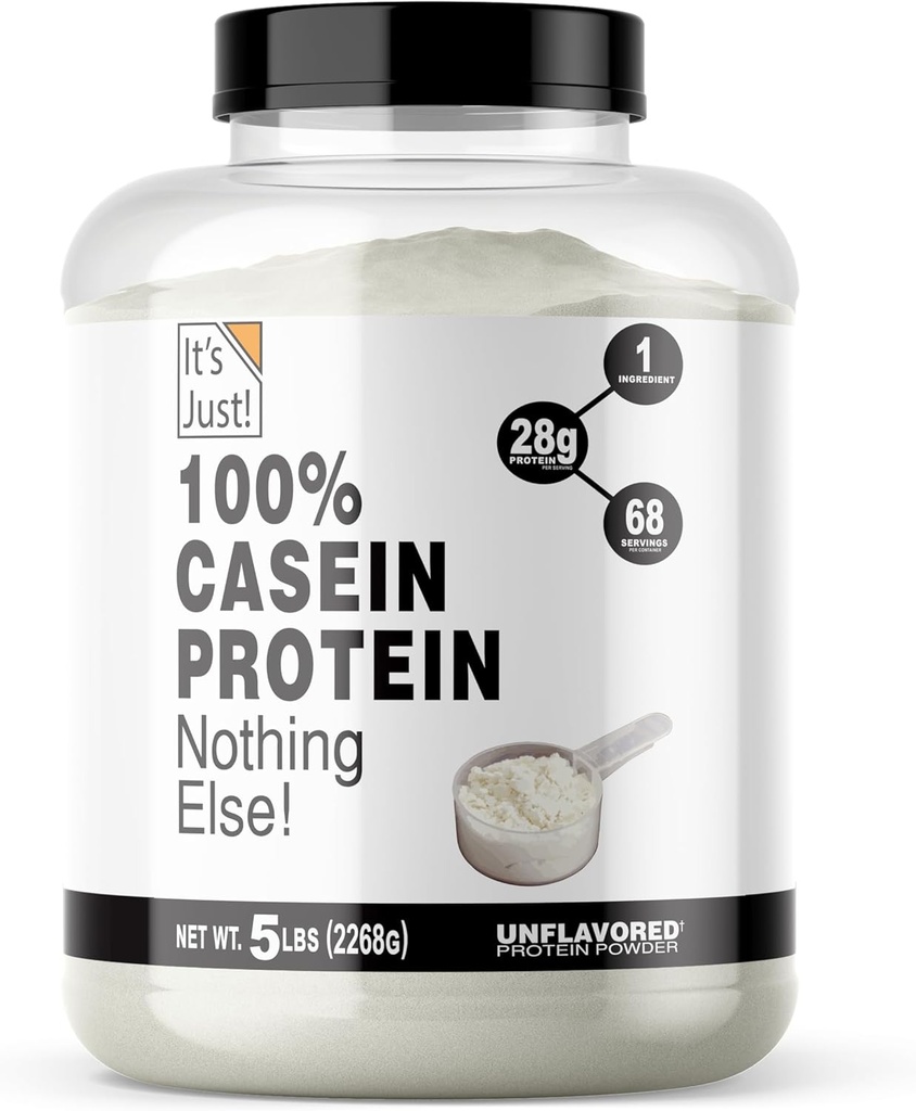 ¡Es sólo! - 100% Casein Protein Powder, Made in USA, No Añadido Flavors o Sweeteners (Unflavored, 5 libras (Pack of 1))