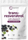 Pure Trans-Resveratrol Powder with Vitamin E, 5 Ounce, 2 in 1 Fórmula, Micronized Powder for Better Absorption, Premium Resveratrol Supplement, Super Antioxidant