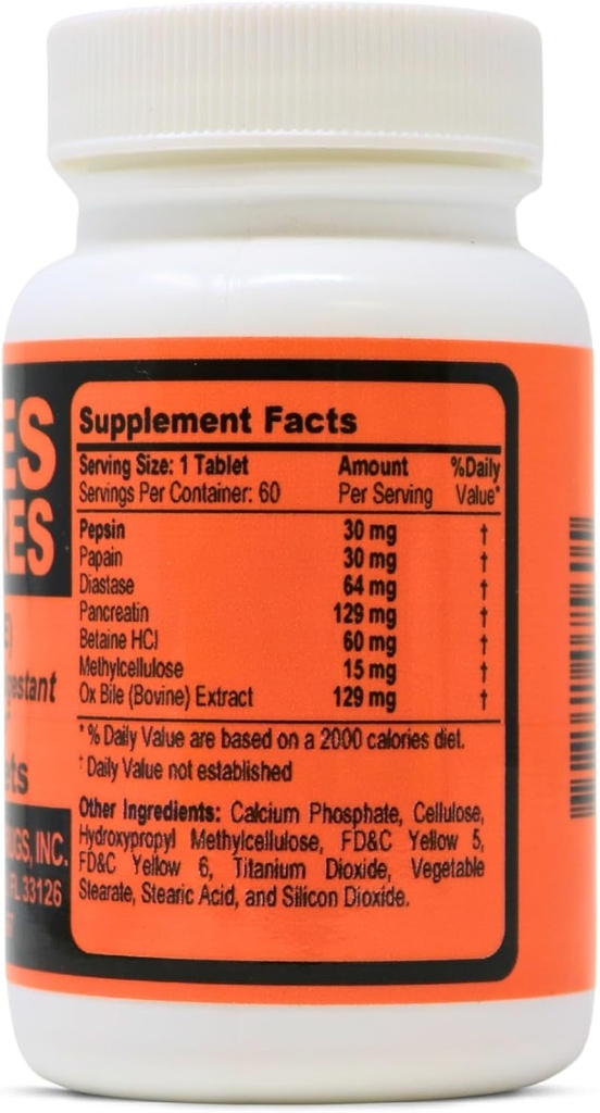 (OX Bile) con Enzymatic Digestan 60 Tablets.