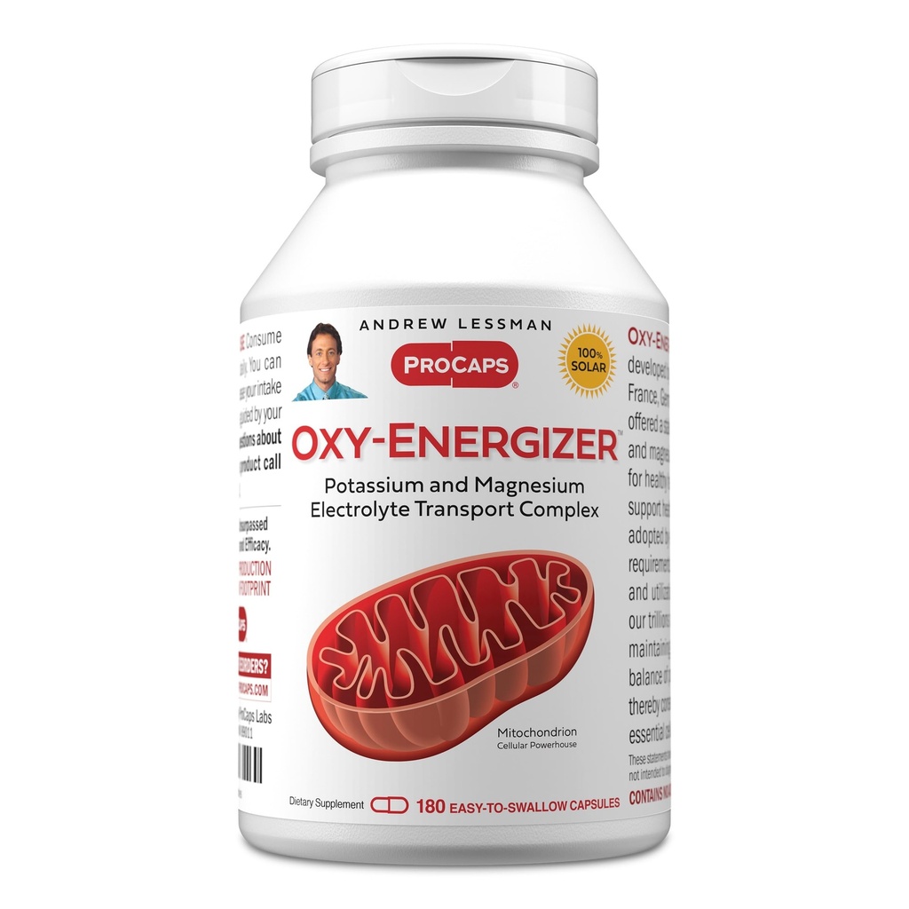 ANDREW LESSMAN Oxy-Energizer 180 Capsules - Combination of Two Vital Electrolyte-Minerals Potassium-Magnesium Aspartate-Citrate Complex to Support Optimum Cellular Energy Production. No Additives