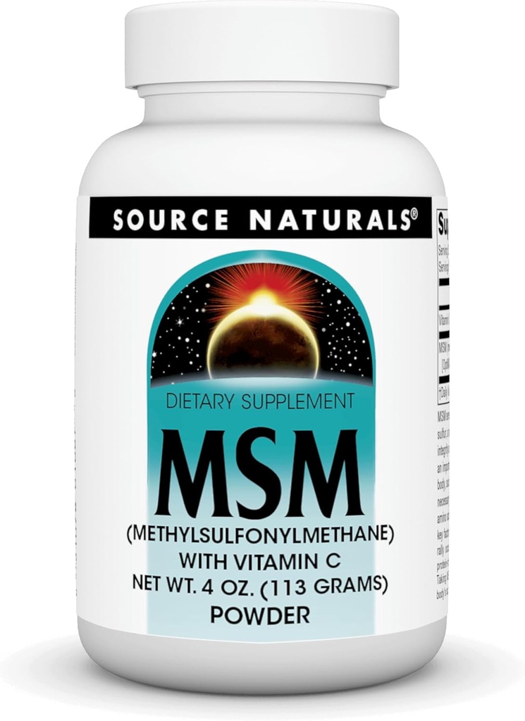 Fuente Naturales MSM (Methylsulfonylmetano) con vitamina C - Polvo, 4 onzas