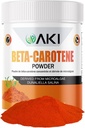 AKI Beta Caroteno 10% Powder (1.5oz/42.52g) Fount de sabor altamente concentrado de vitamina A, mayo ayuda a apoyar funciones corporales, habilidad, sistema inmunitario y ojo - GMO Free &amp; Vegan Friendly