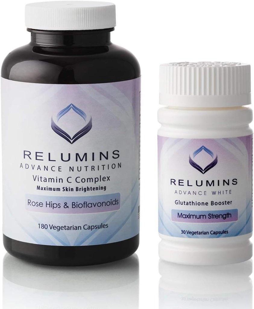 Relumins Advanced Vitamin C MAX Complex y Glutathione Booster Nutrient Support Capsules Set - Ultimate Booster Set