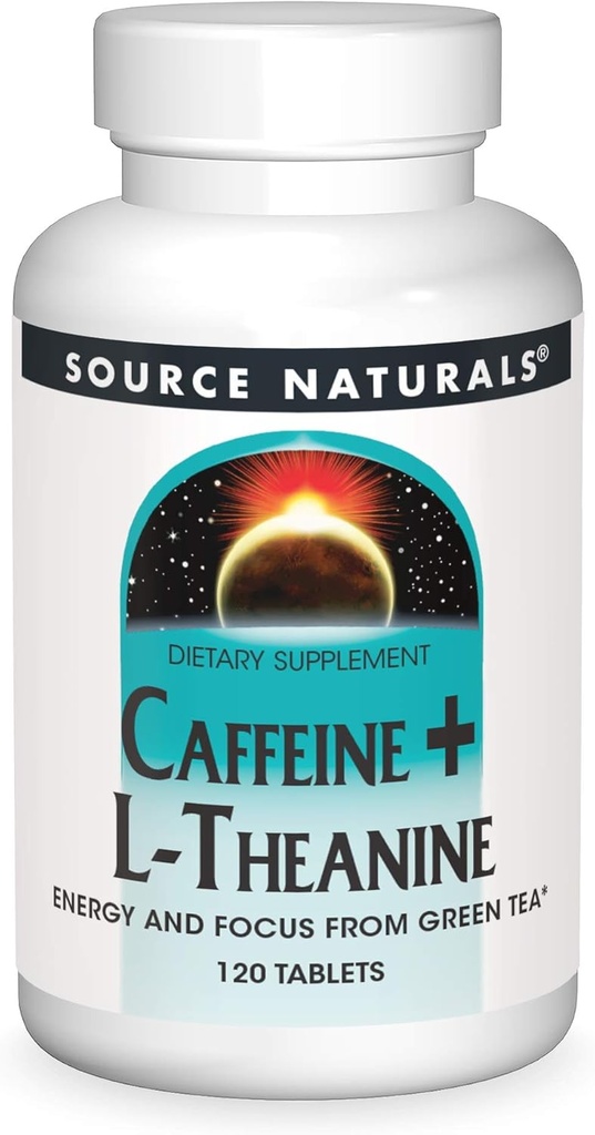 Fuente Naturales Caffeine + L-Theanine, Energía y Focus Support de Green Tea* - 120 Tablets
