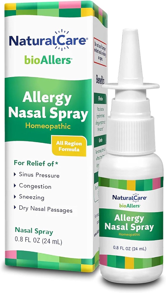 NaturalCare Homeopathic Allergy Nasal Spray by bioAllers, 1 Fl Oz tención May Help Relieve Sinus Pressure, Congestion, Sneezing, Runny Nose ' Itchy, Watery Eyes
