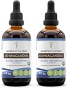 Ashwagandha Tincture Extracto sin alcohol, USDA Organic Ashwagandha Withania Somnifera Anti-Estrés y Relajación 2x4 OZ