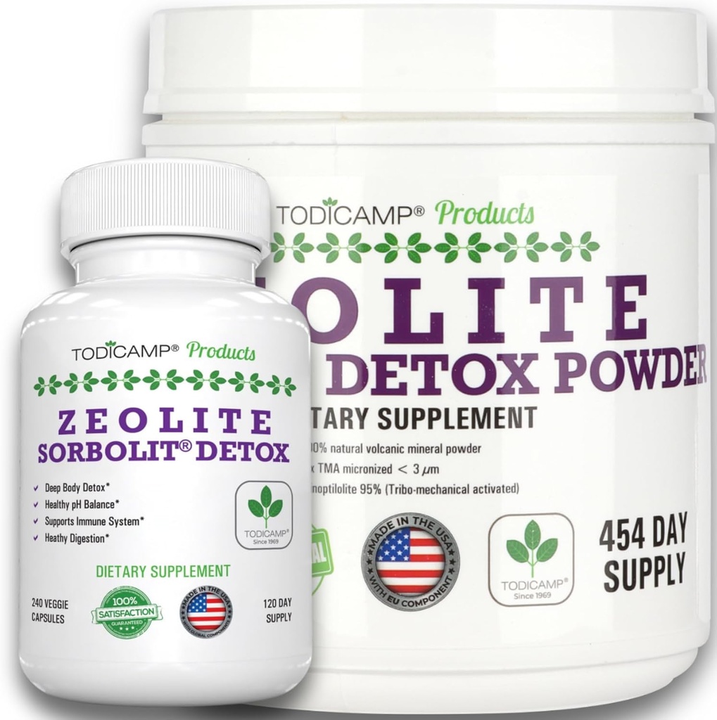 Zeolite Detox Pack Mínimo 120 Días Suministro Zeolite Capsules y Zeolite Powder Bundle