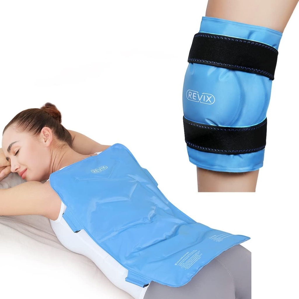REVIX Paquete de hielo completo para lesiones Reutilizable de gran afilado de gel para el alivio de dolor de espalda y la inyección de hielo de rodilla XL alrededor de rodilla entera después de la cirugía
