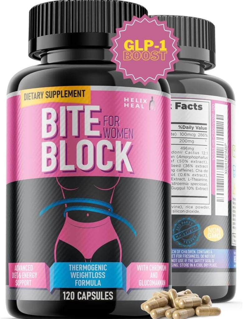 GLP-1 Suplemento Perder peso píldoras dietéticas que funcionan rápido para las mujeres - Appetite Suppressant for Weight Las mujeres w/Chromium Picolinate &amp; Glucomannan TEN 120 cápsulas - 2 meses de suministro