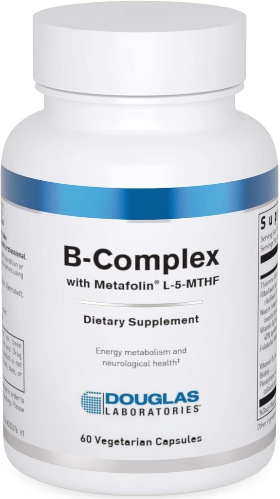 Douglas Laboratories B-Complex with Metafolin - Suplemento integral de vitamina B - Energy & Brain Health Support* - Con Folate, Biotin " Thiamin - Non-GMO - 60 cápsulas vegetarianas