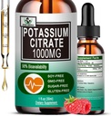 Potassium Citrate Liquid Drops,Potassium Supplement 1000mg Liquid Support Muscle Cramp Relief, Heart Health and Sleep,Highly Absorbable for Adults Women & Men, Vegan, 30 Servings