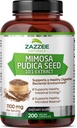 Zazzee Mimosa Pudica Seed 10:1 Extracto, 200 cápsulas vegas, 1100 mg, 3+ mes de suministro, Potente 10:1 Extracto, No GMO y Todo-Natural