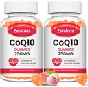 2 Pack CoQ10 Gummies, 5X mejor absorción Coenzima Q10 para energía celular y soporte antioxidante, 120 Peach Gummies