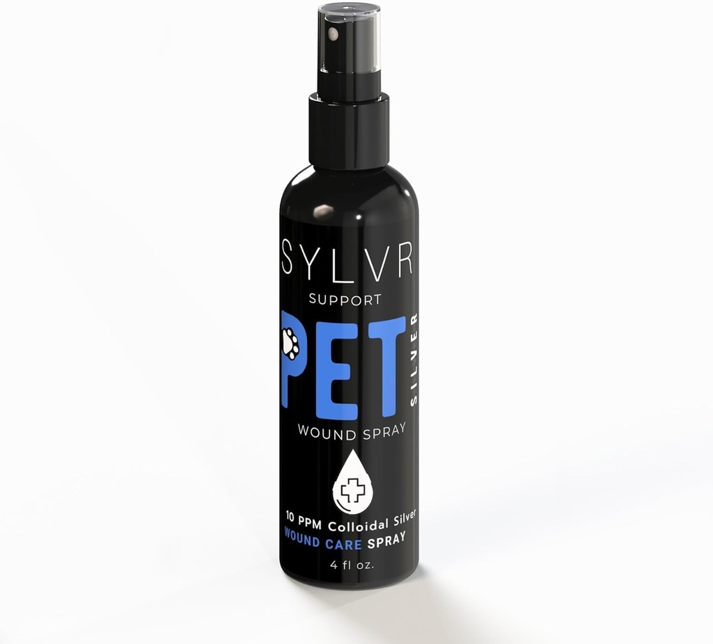 SYLVR WELLNESS- Colloidal SilverSol Pet, Dog, Cat, Wound & Skin Spray with Nano Silver, Made in USA, All Natural (4 oz.)