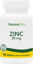 NaturesPlus Zinc Tablets - 30 mg, 90 Tabletas Vegetarianas - Immune System Supplement for Cellular Growth & Repair - Promotes Healthy Digestion, Metabolism & Vision - Gluten-Free - 90 Servings