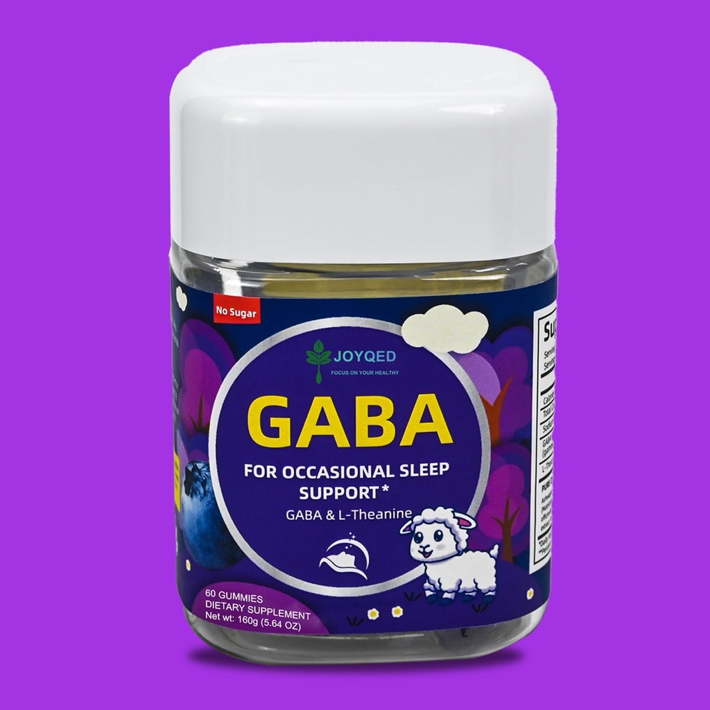 1 Botella GABA Gummies Sleep Calm Gummies No Melatonin for Adults with L Theanine, 5-HTP, Vitaminas D3, Stress Relief, Peaceful Rest, Relax Support Suplemento, Blueberry, 60 Gummies, servicio de 30 días