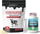 Colostrum Suplemento Polvo para Gut, Immune Health & Nutrient Absorption, 30 Servidores + Cápsulas de Monohidrato Creatino para el constructor muscular