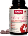 Jarrow Formulas® Methyl B-12 Tablets, 500 mg, Suplemento dietético para la producción de energía celular y el apoyo a la salud cerebral, 100 Cherry Flavor Chewable Tablets, 100 Day Supply
