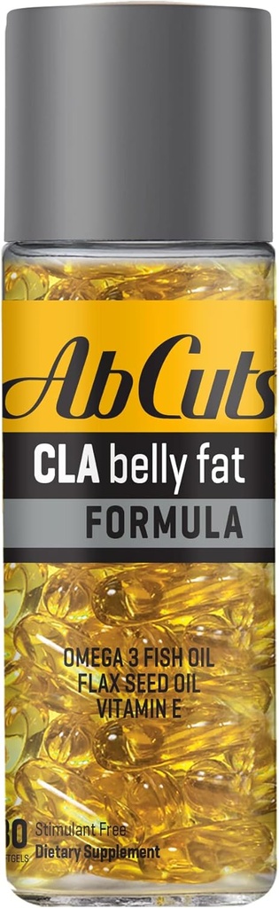 Ab Cuts CLA Belly Fat Formula - 80 Easy-to-Swallow Softgels - Omega 3 Fish Oil, Flaxseed Oil and Vitamin E - Helps Increase Antioxidant Supply and Healthy Body Composition