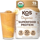 KOS Planta orgánica con base de polvo de proteína, mantequilla de maní de chocolate - Delicious Vegan Protein Powder - Keto Friendly, Gluten Free, Dairy Free &amp; Soy Gratis - 15 Servings