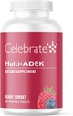 Celebrar Vitaminas Multi ADEK Chewables, Hierro Libre - Multivitaminas Bariatric diarias, Alto Nivel de Vitaminas A, D, E, K &amp; B12 para Cirugía de Interruptor Duodenal Pacientes - Berry Sorbert (60 Tablets)