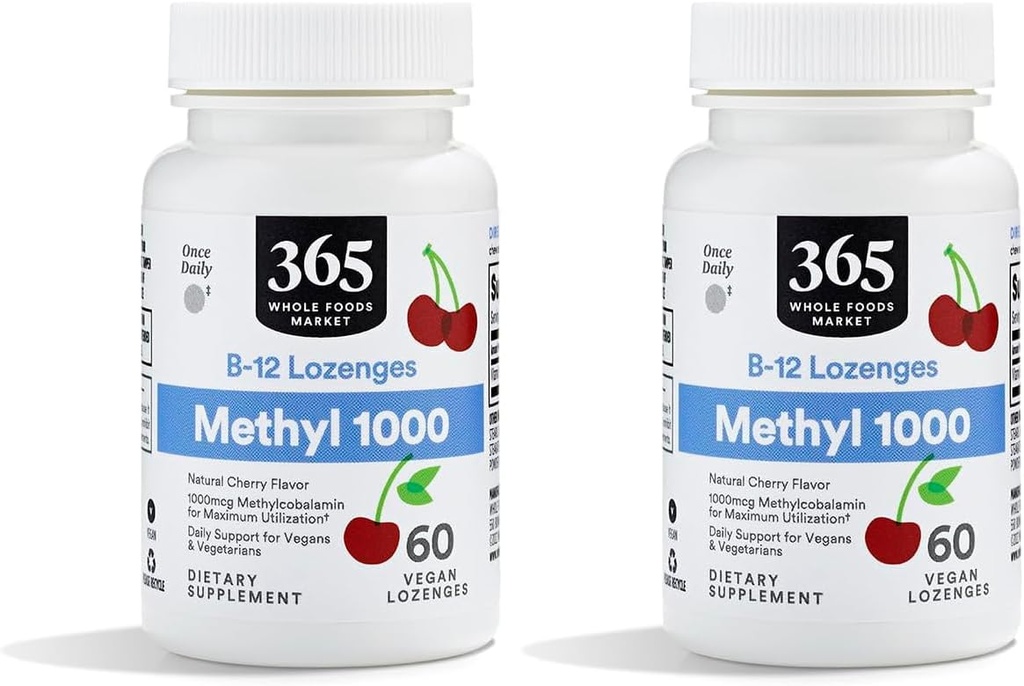 Mercado completo de alimentos, Metil B-12 Lozenges 1000mcg, Cherry Flavor, 60 ct (Pack of 2)
