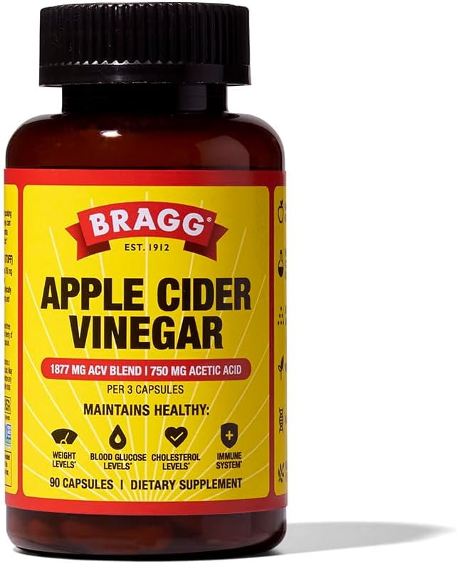 Cápsulas de vinagre de manzana Bragg con vitamina D y zinc - 90 cápsulas - Soportes El Sistema Inmunitario