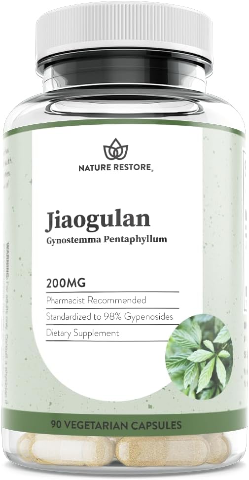 Suplemento Extracto Jiaogulan, Nuestro Pentaphyllum Gynostemma está estandarizado a 98 Gypenosides, Activador Natural AMPK, No GMO, Gluten Free, 90 Gynostemma Capsules, Vegan