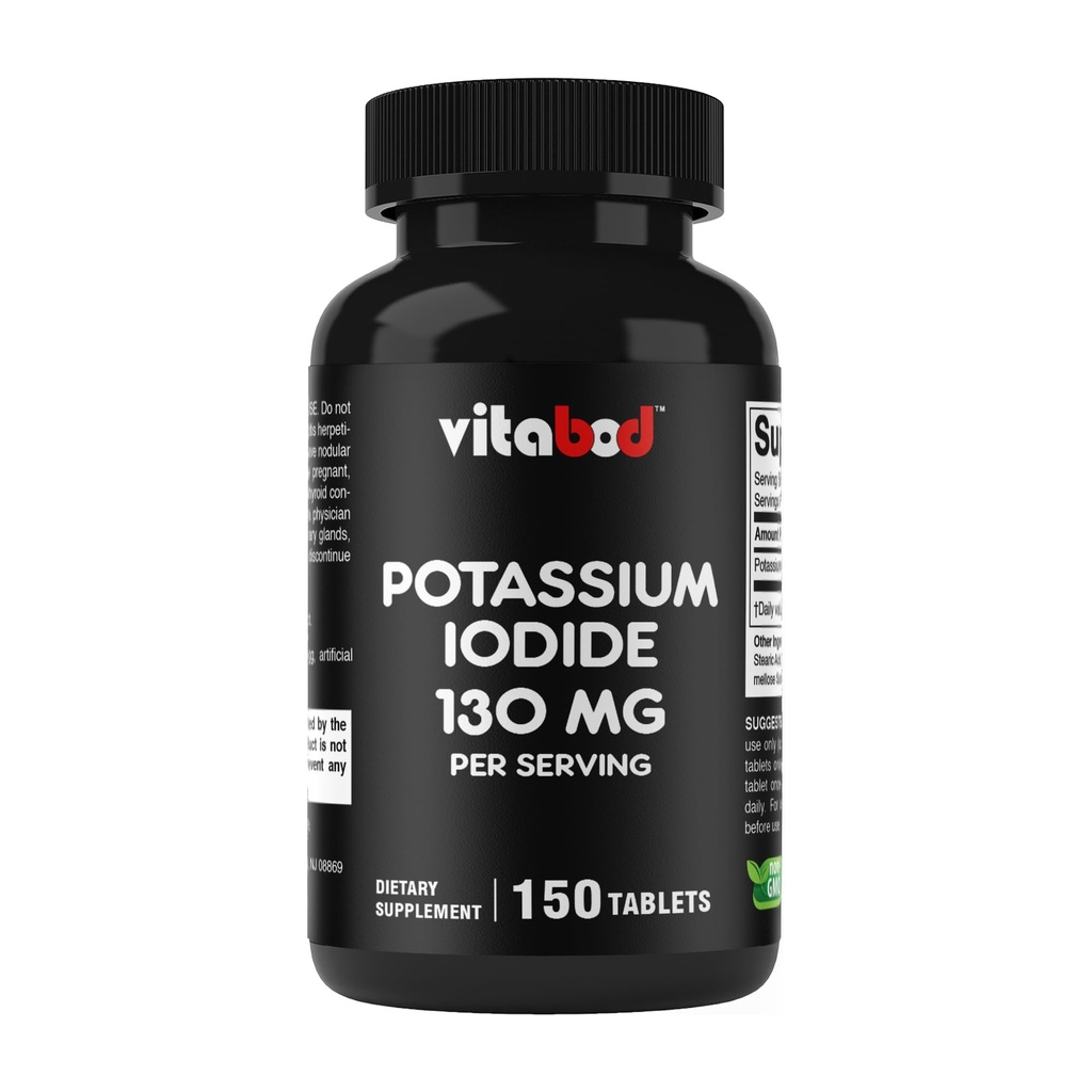 Potasio Iodida Suplemento dietético 130 mg por Serving - 150 Tabletas (2 Botellas)