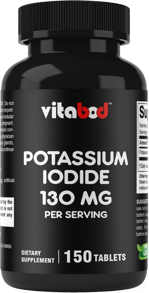Potasio Iodida Suplemento dietético 130 mg por Serving - 150 Tabletas (2 Botellas)