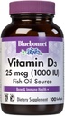 Bluebonnet Nutrition Vitamin D3 1000 IU Softgels, Ayudas en el crecimiento muscular y esquelético, Cholecalciferol de Fish Oil, Non GMO, Gluten Free, Soy Free, Dairy Free, 100 Softgels