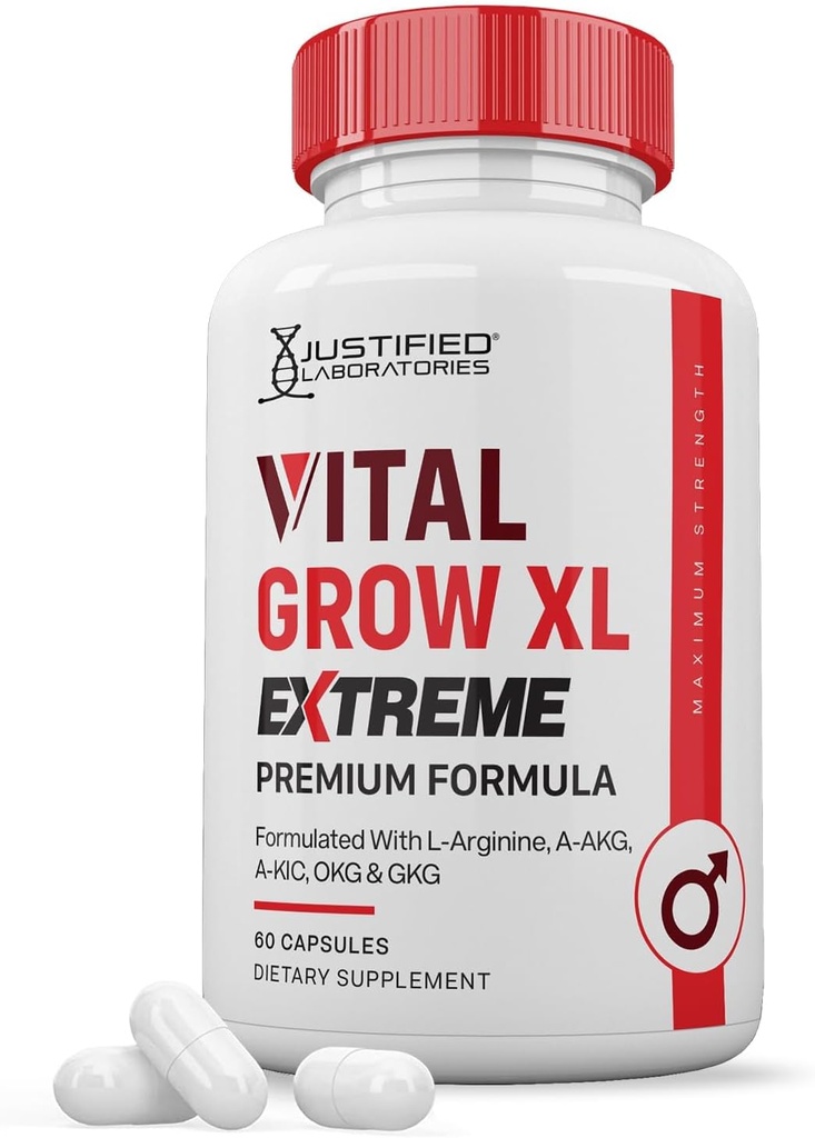 Laboratorios Justificados Vital Grow XL Extreme Pills 1600MG Premium Fórmula Proprietary Blend for Men's Health 60 Capsules