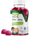 Viteey Zinc for Kids Gummies, 25 mg - Soporte inmunitario para niños &amp; adolescentes - potente antioxidante natural, niños Zinc vitamina Suplemento - Vegan, Gelatin Gratis, Gluten Gratis - Tasty Chewable Berry Flavor Gummy