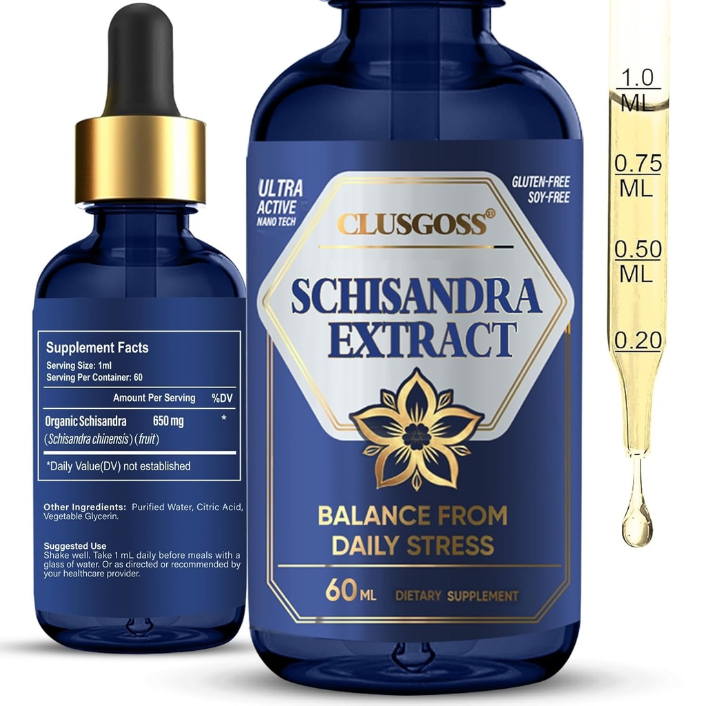 Schisandra Drops, Suplemento Orgánica de Berry Schisandra para Mood Support &amp; Liver Health, Stress & Fatigue Relief, Alcohol y Azúcar Gratis, Vegan