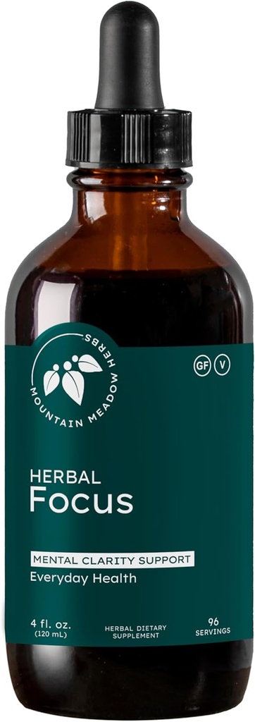 Herbs Herbal Focus – Fórmula Herbal Líquida para la Claridad Mental & Alertness, Fast-Absorbing Tincture 4oz