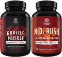 Bundle of Extra Strength Testosterone Booster with Horny Goat Weed Maca Root Tongkat Ali " Saw Palmetto Extract " Nitric Oxide Pills for Hombre with L-Arginine L-Citrulline Amino Acids for Muscle Growth
