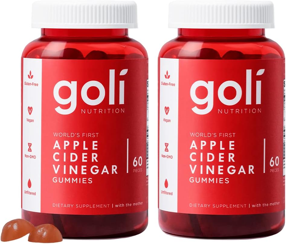 Suplemento Nutricional de Goli, Vinagre de manzana de Gummy Vitaminas Nutrición, 2 Pack de 60 Cuentas