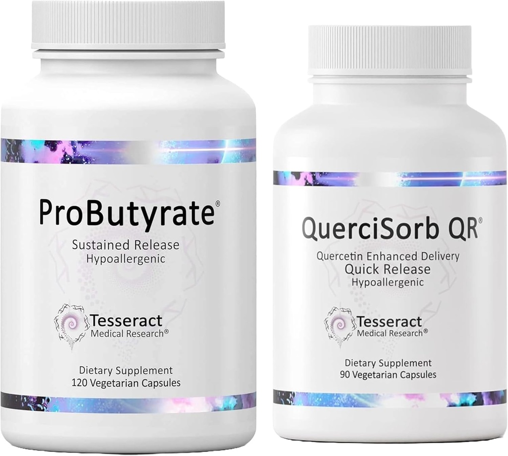 Tesseract Gut &amp; Immune Support Bundle – ProButyrate 600mg & QuerciSorb Quercetin 400mg, 120 + 90 cápsulas, Hypoallergenic, Gastrointestinal &amp; Immune Health