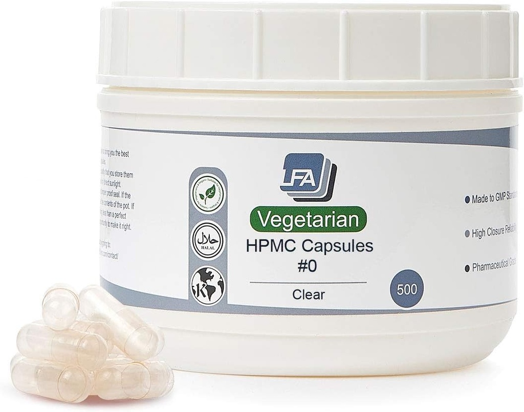 Tamaño 0 Empty Capsules - Vegan HPMC - 500 Conde Vegetarian Capsules Empty - Únete Fillable 0 Vegetable Pill Capsules - Veggie Caps for Capsule Filling Tray - Halal Kosher Hypromellose