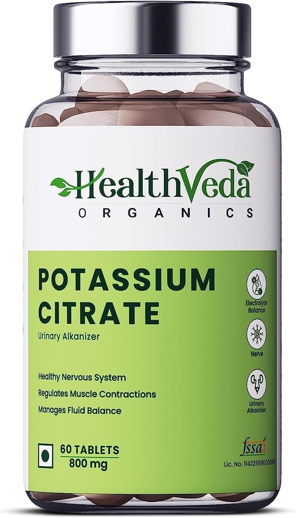 Potassium Citrate 800mg (60 Veg Tablets) 100% Herbal with NO Known Side Effects - by Exportmart