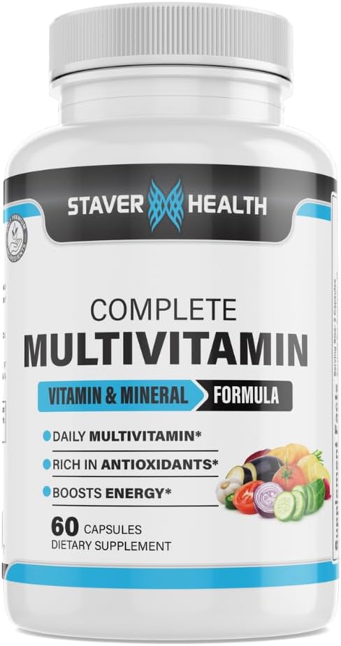 Cápsulas multivitamínicas completas para Mujeres Hombres - 60 Cuenta - 30 Serviciones - 1 Mes de Suministro