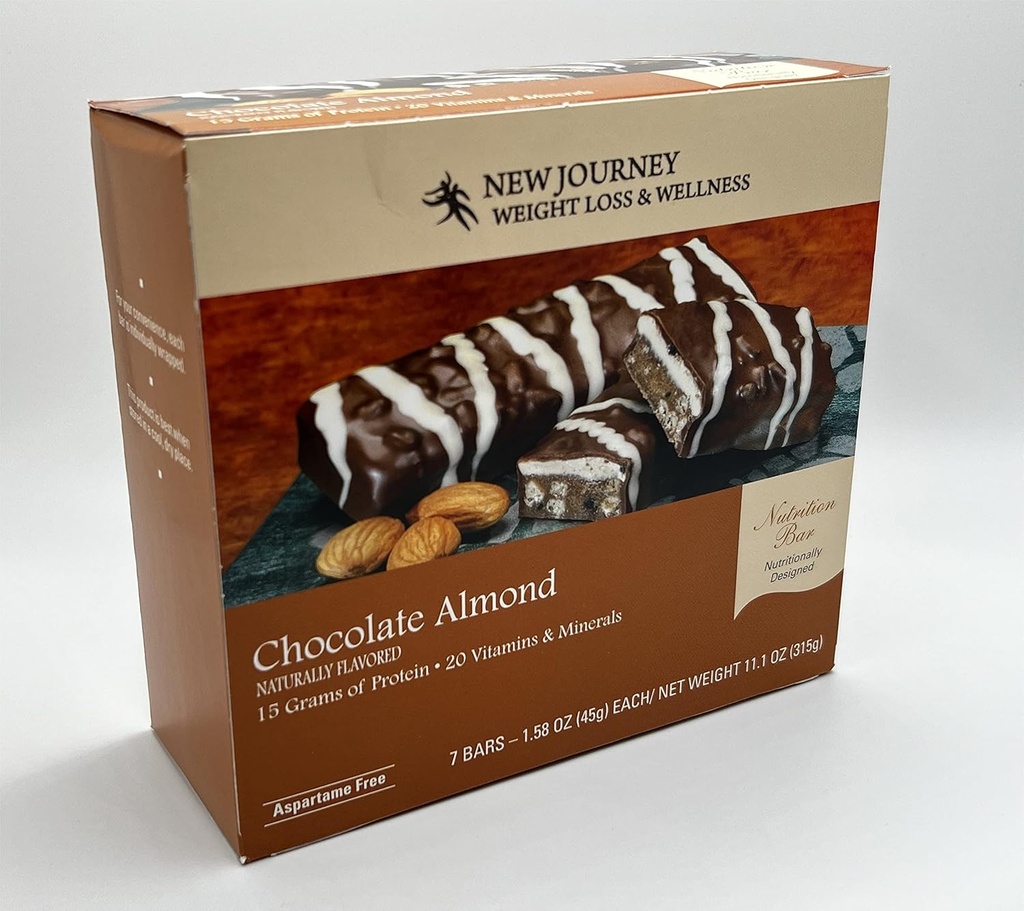 Chocolate Almond Bar - Nueva pérdida de peso de viaje &amp; Wellness - High Protein Nutrition Bar (7 bares/box)