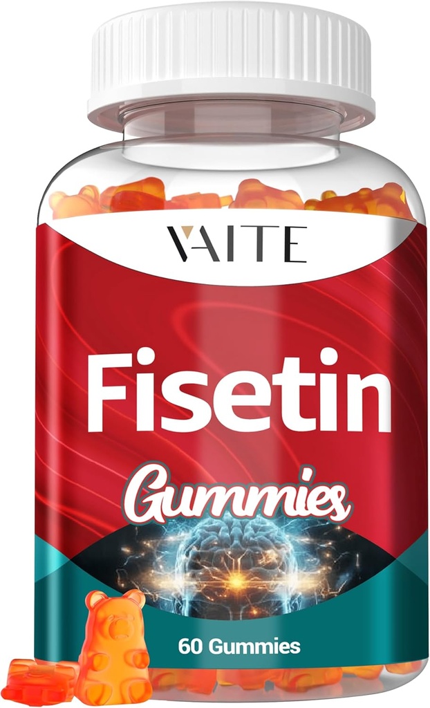 Suplementos de Fisetina 500mg - Suplemento Gummy, Licuado Antioxidante Poderoso para Soporte Celular de Salud - Fórmula Vegana " No GMO con Extractos de Plantas " , Función Cognitiva Boost, 60 Gummies