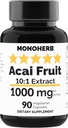 MONOHERB Acai Fruit Extract 1000 mg - 90 cápsulas vegetarianas