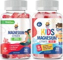 Magnesio Gummies para niños 500 mg y Magnesio Gummies para adultos - 100 mg. Cervezas de Magnesio Calma - Citrato de Magnesio Suplemento Chewable para Mood &amp; Muscle Support