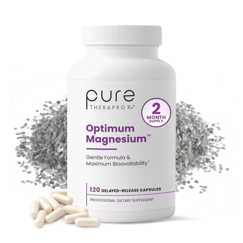Pure TheraPro Rx Optimum Magnesium Lysinate Glycinate & Di-Magnesium Malate, Made in USA | 2 Month Supply | Chelated for Maximum Absorption, Supports Bone Health & Energy, Non-GMO