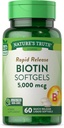 La verdad de la naturaleza Biotin 5000mcg ← 60 softgels ← Non-GMO & Gluten Suplemento gratuito para hombres y mujeres