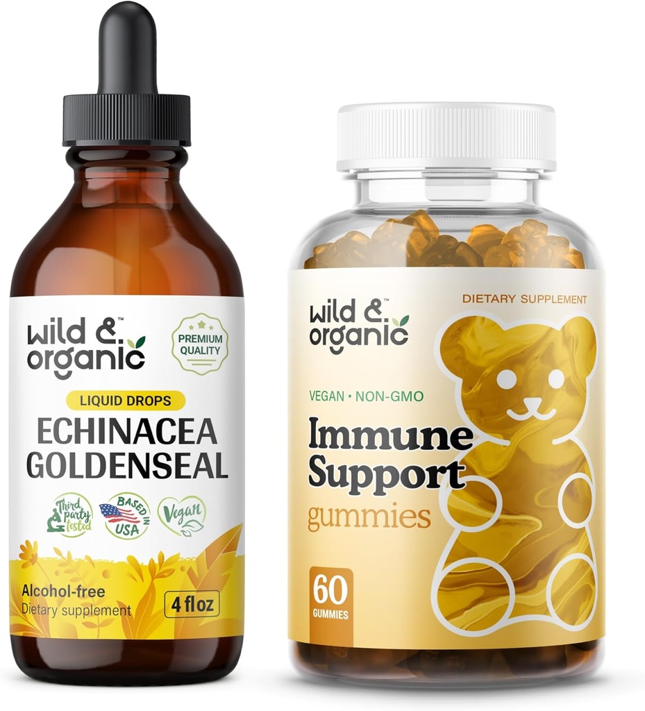 Wild & Organic Echinacea Goldenseal Tincture 4 fl oz & Immune Support Gummies