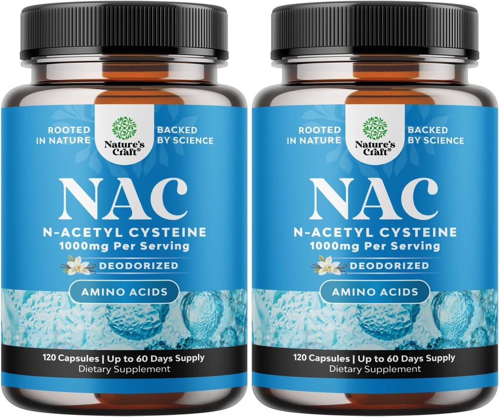 NAC Suplemento N-Acetyl Cysteine 1000mg - Vegan High Absorption Non-Smelly NAC 1000mg Capsules Glutathione Precursor para la limpieza del hígado Detox & Reparación Plus Lung Health and Immunity Support (4 meses)